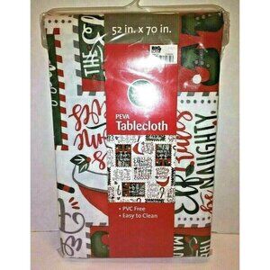 Christmas Winter Wonder Lane This Home Believes Elf Rules PEVA Tablecloth